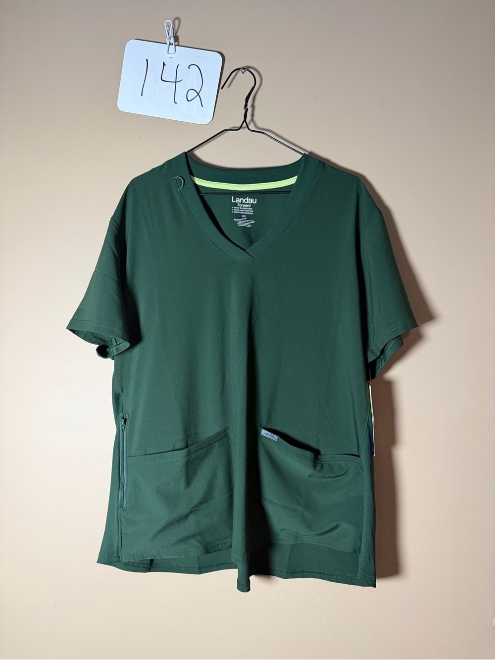 Landau Women’s  V-Neck Scrub Top & Matching Bottom - Dark Green